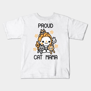 Proud Cat Mama (Black Lettering) Kids T-Shirt